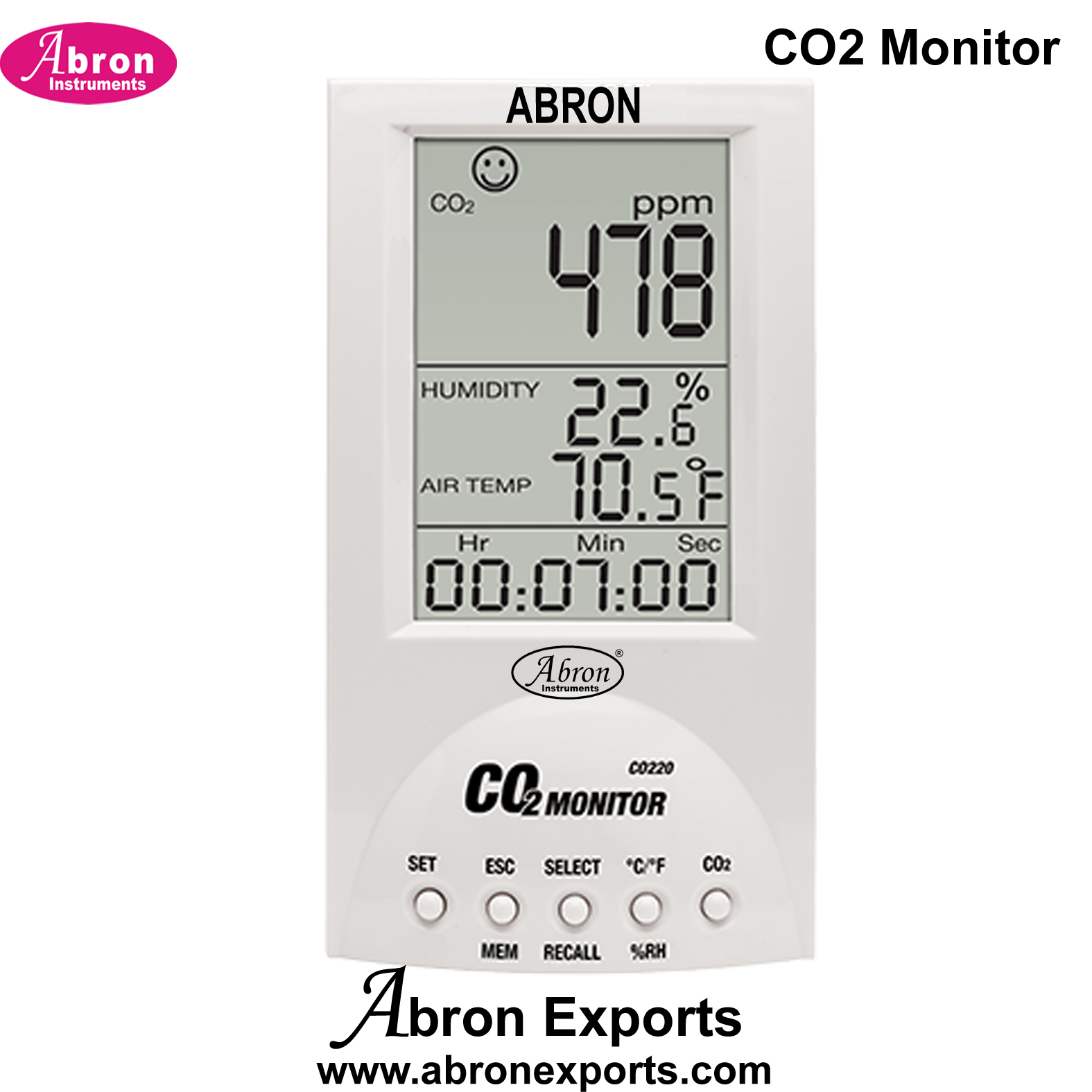Air Quality Digital Meter CO2 PPM LCD Portable Indoor With Memory Data Abron AM-130AQCD 